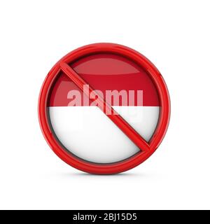 Indonesia flag prohibited no entry symbol. 3D Rendering Stock Photo