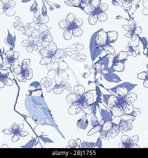 vintage blue and white wallpaper