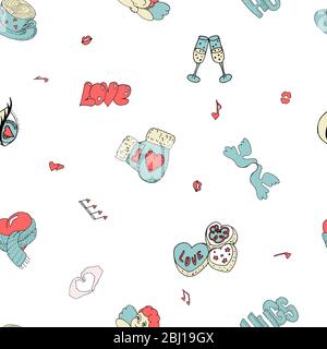 Valentine day Pattern with love and cute Stock Vector