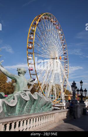 Bordeaux , Aquitaine / France - 11 07 2019 : Bordeaux Ferris wheel big city tourist attraction in funfair Stock Photo