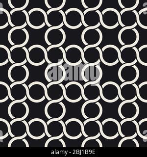 Vector seamless geometric chain pattern. Simple abstract interlacing rounded lines lattice. Stock Vector