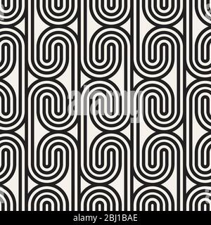 Vector seamless rounded lines mosaic pattern. Thin lines abstract design. Repeating geometric spiral shapes. Stock Vector