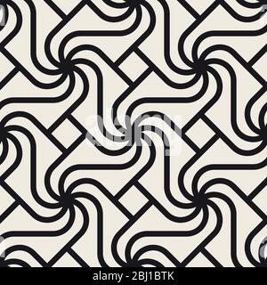 Vector seamless rounded lines mosaic pattern. Thin lines abstract design. Repeating geometric spiral shapes. Stock Vector
