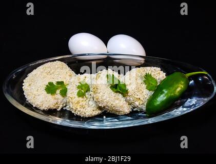 Frozen Chicken Cheese Cutlets Stock Photo