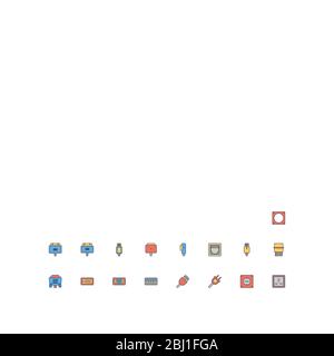 Technology device vector icon set with filled outline style design Stock Vector