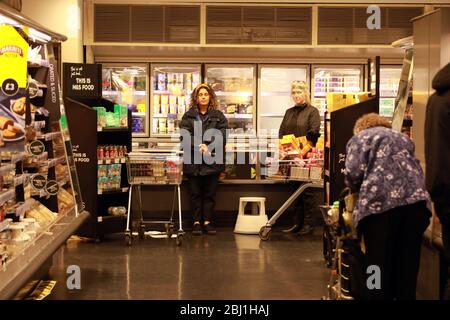 Barnstaple, North Devon, UK. 28th April, 2020. Shoppers and keyworkers in  M&S in Barnstaple North Devon