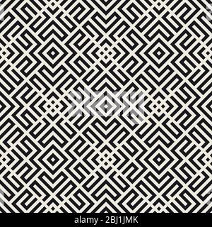 Ethnic pattern vector design. Seamless lattice background. Square repeating lines elements. Stock Vector