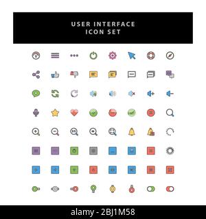 Basic user interface vector icons Set with filled outline style design Stock Vector
