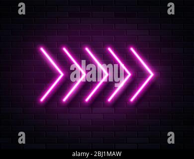 Futuristic Sci Fi Modern Neon Pine Glowing Arrows Frame for Banner on Dark Empty Grunge Concrete Brick Background. Stock Vector