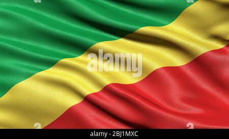 3d illustration flag of Republic of the Congo. Congo high resolution ...