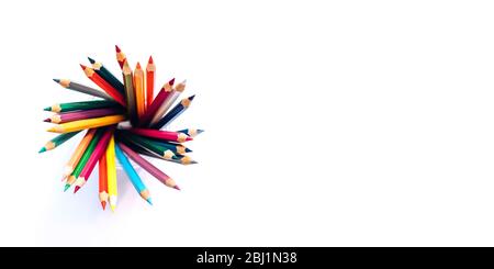 Colored pencils in a glass Stock Photo