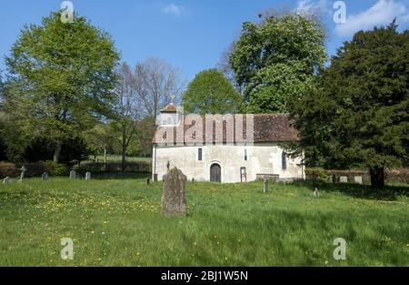 All Saints' Church a Grade II listed building in the hamlet of Little Somborne, Hampshire, England, UK Stock Photo