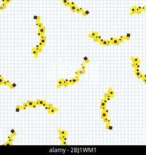 Cute cartoon 8bit moray eel seamless vector pattern. Ocean wildlife animal. Tropical pixel art all over print. Video game retro illustration on stripe Stock Vector