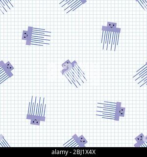 Cute cartoon 8bit jellyfish seamless vector pattern. Ocean wildlife animal. Sting pixel art all over print. Video game retro illustration on stripe Stock Vector