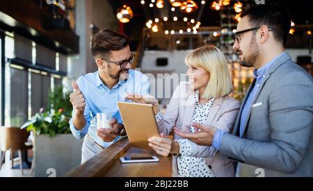 Business people coffee break meeting brainstorming chat happinness concept Stock Photo