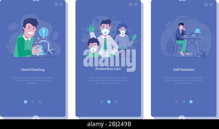 World Virus Pandemic UI Screens for Medical App Stock Vector