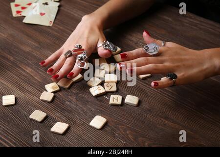 Witch - fortune teller reading fortune close up Stock Photo