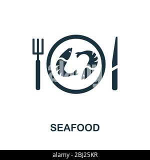 Seafood icon. Simple line element Seafood symbol for templates, web design and infographics Stock Vector