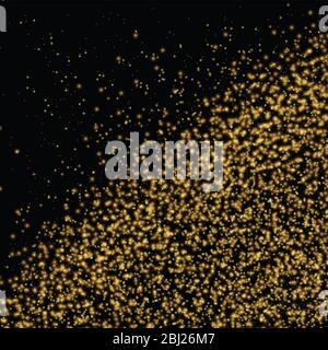 Gold glitter texture on a black background. Golden Sparkle.golden glittering vector, Golden grainy abstract texture on a black background Stock Vector