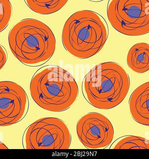 Scribbled ink grunge circle vector seamless pattern background. Hand drawn brush stroke ring shapes multicolor backdrop. Bold abstract swirl design Stock Vector