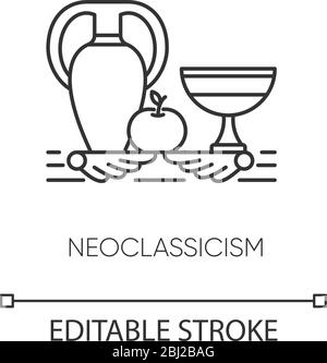 Neoclassicism pixel perfect linear icon Stock Vector