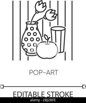 Pop art pixel perfect linear icon Stock Vector