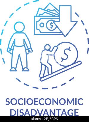Socioeconomic disadvantage concept icon Stock Vector