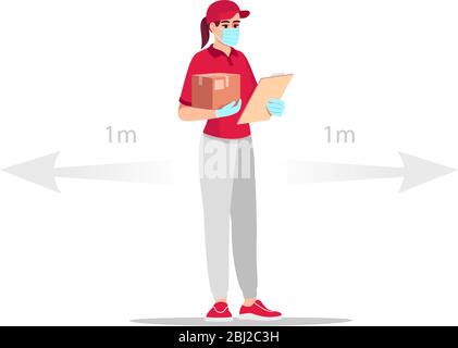 Quarantine safe delivery semi flat RGB color vector illustration Stock Vector
