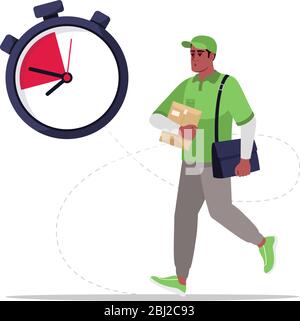 Urgent mail delivery semi flat RGB color vector illustration Stock Vector