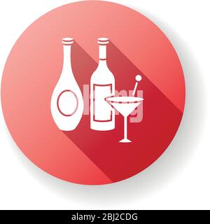 Wine and spirits red flat design long shadow glyph icon Stock Vector