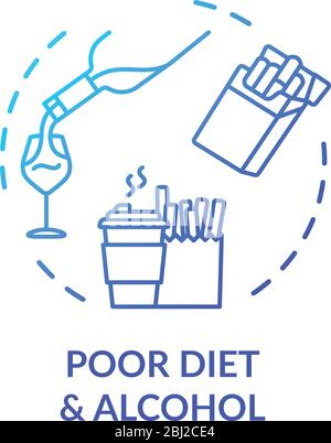 Poor diet and alcohol concept icon Stock Vector