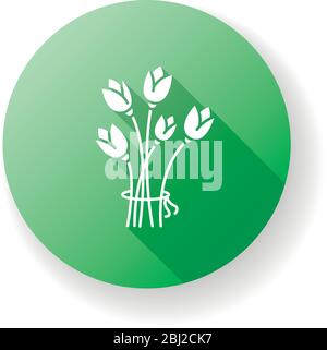 Flowers green flat design long shadow glyph icon Stock Vector