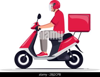 Urban food delivery semi flat RGB color vector illustration Stock Vector