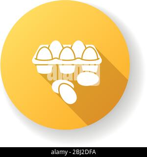 Eggs yellow flat design long shadow glyph icon Stock Vector