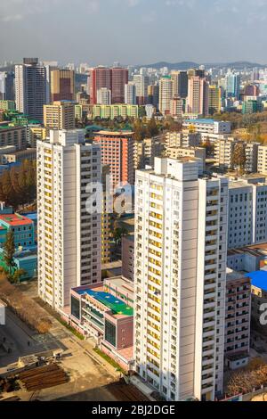 Pyongyang / DPR Korea - November 12, 2015: Cityscape view of Pyongyang, capital of North Korea Stock Photo