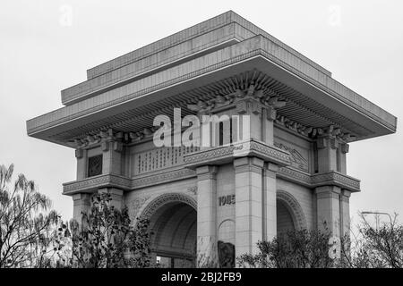 Pyongyang / DPR Korea - November 11, 2015: The Arch of Triumph, triumphal arch in Pyongyang, North Korea commemorating Korean resistance to Japan from Stock Photo