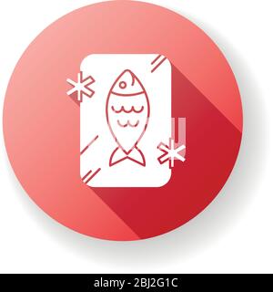 Frozen food red flat design long shadow glyph icon Stock Vector