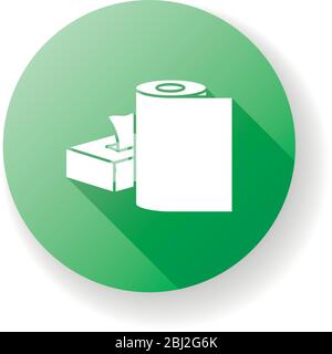 Paper products green flat design long shadow glyph icon Stock Vector
