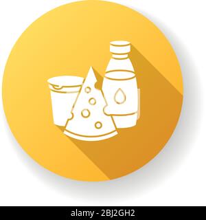 Dairy yellow flat design long shadow glyph icon Stock Vector
