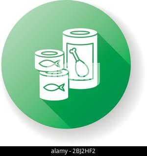 Canned goods and soups green flat design long shadow glyph icon Stock Vector