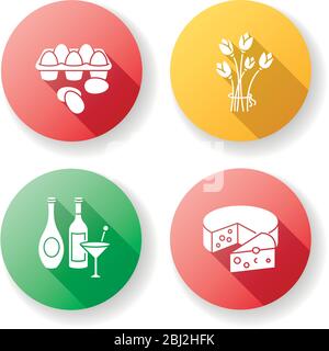Retail products flat design long shadow glyph icons set Stock Vector