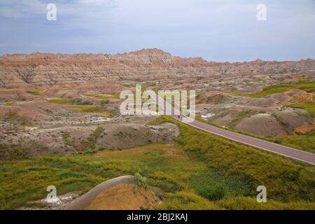 View of the Badlands National Park (South Dakota) Stock Photo