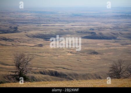 View of the open fields in Wyoming Stock Photo