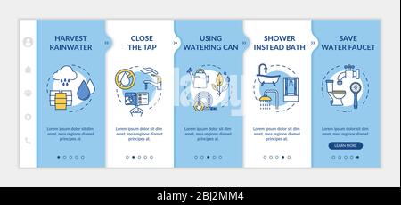Water saving tips onboarding vector template Stock Vector