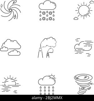 Meteorology pixel perfect linear icons set Stock Vector