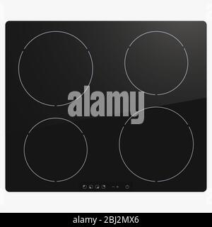 electric black induction modern stove Stock Vector