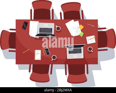 Empty meeting room semi flat RGB color vector illustration Stock Vector