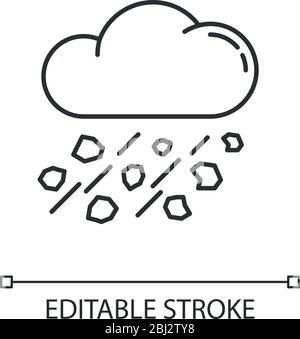 Mixed rain pixel perfect linear icon Stock Vector