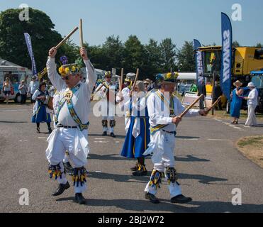 KENT COUNTY SHOW,KENT,UK- JULY 6 2018: Morris Dancers perform at the annual Kent County Show in the UK. Morris dancing is a form of English folk dance Stock Photo