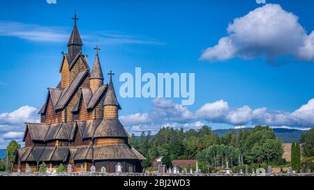 Norway, in the summer, Heddal stave church Stock Photo